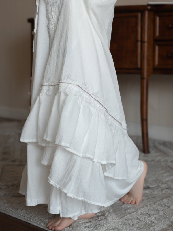 Golden Orchard Two-Piece Lace Loungewear Set