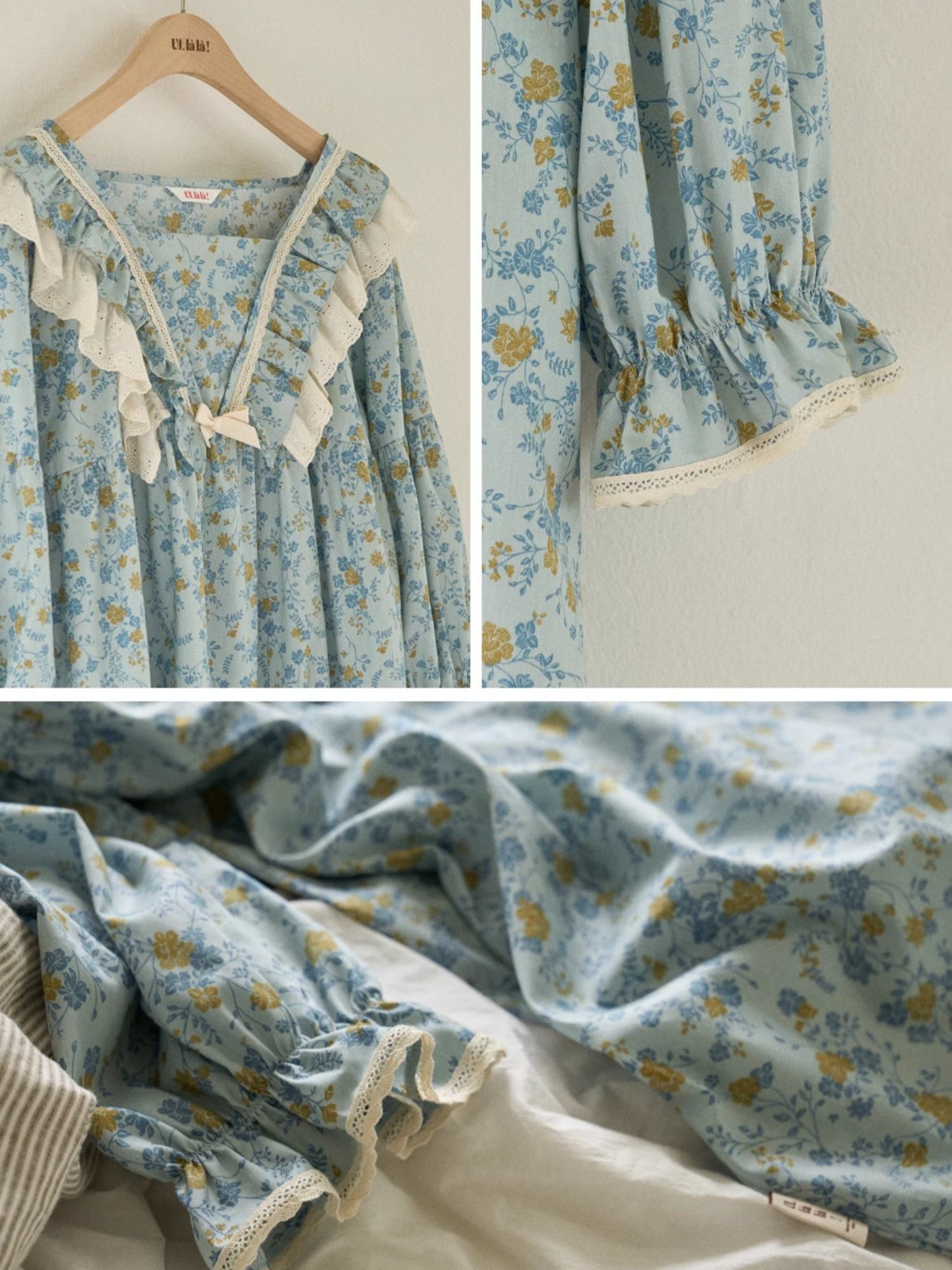 Blue Meadow Ruffle Lounge Gown