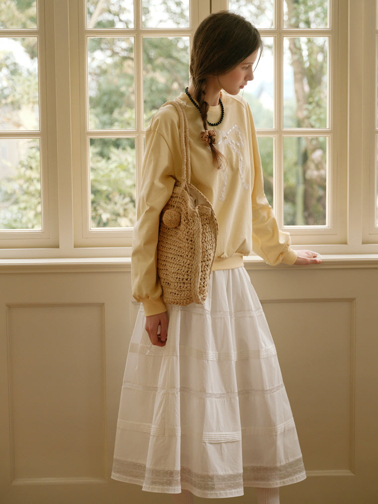 White Lace Trim Vintage Skirt
