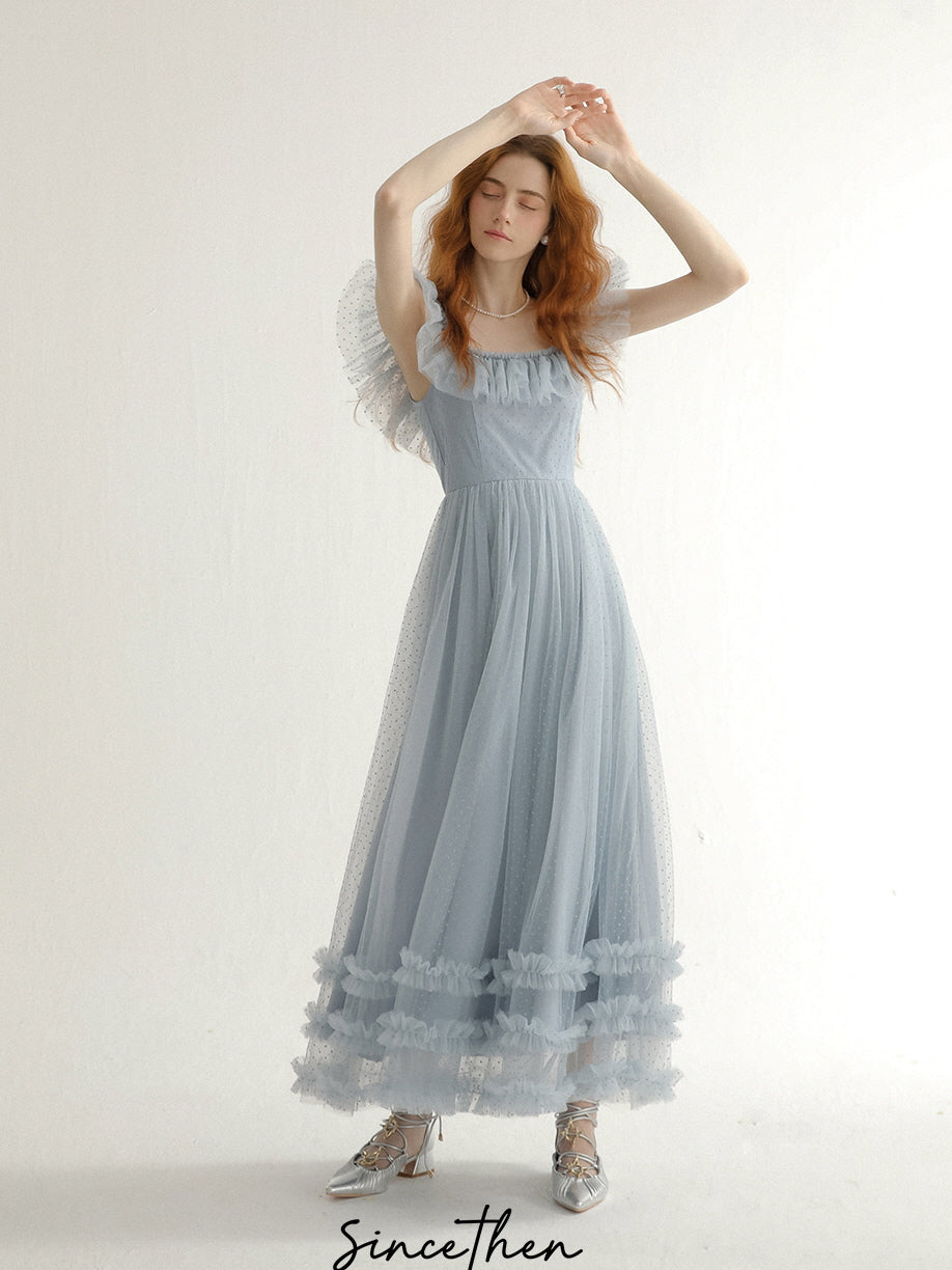 Fairy Ruffle Light Blue Tulle Dress