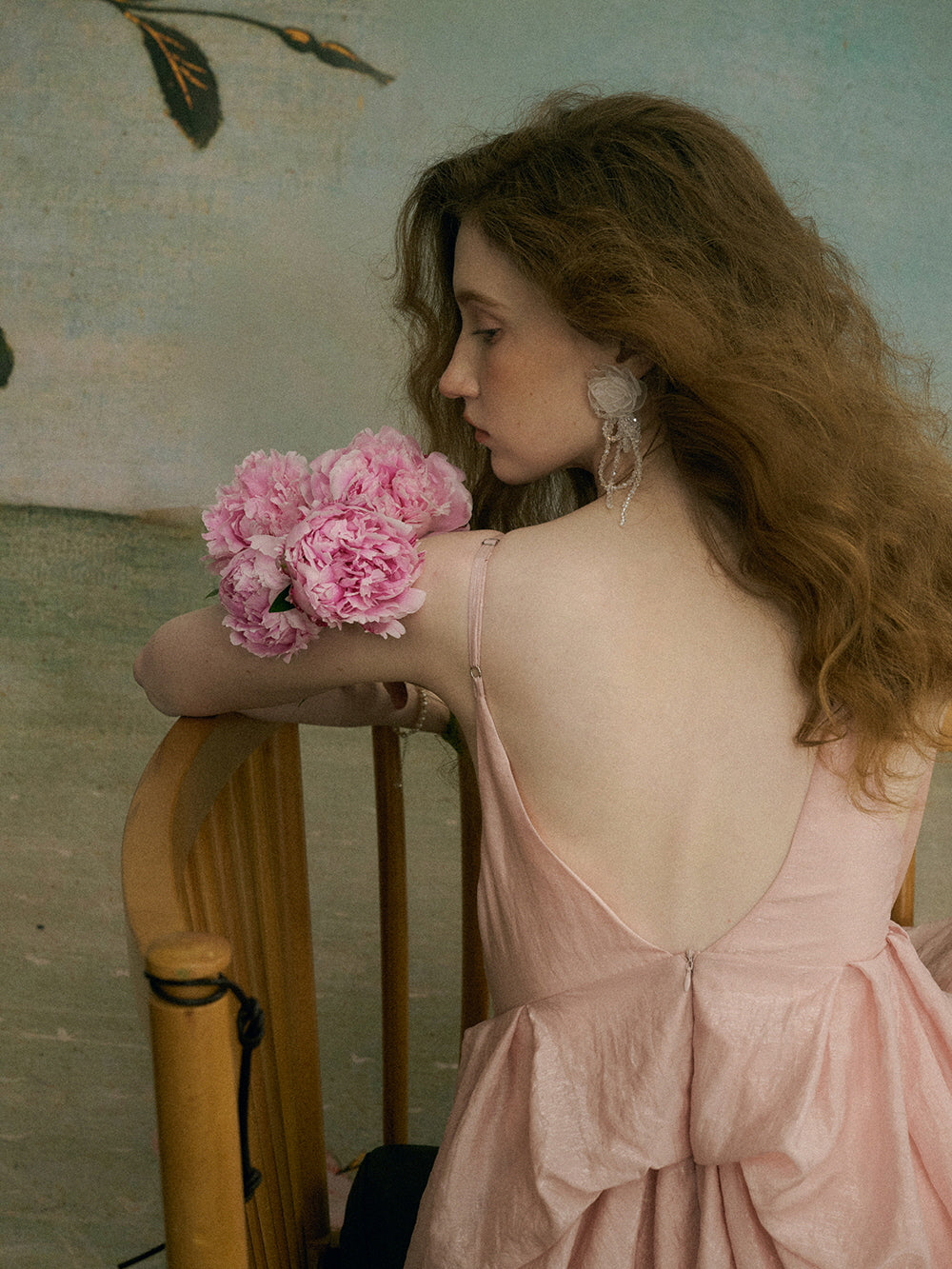 Ethereal Blush Draped Gown