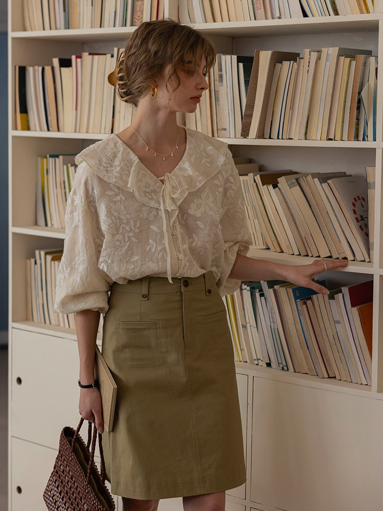 Romantic Sheer Floral Embroidered Blouse