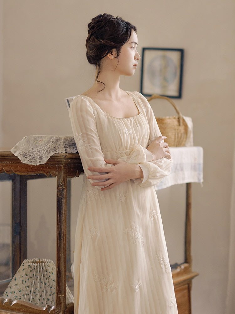 Square Neck Embroidered Fairy Dress