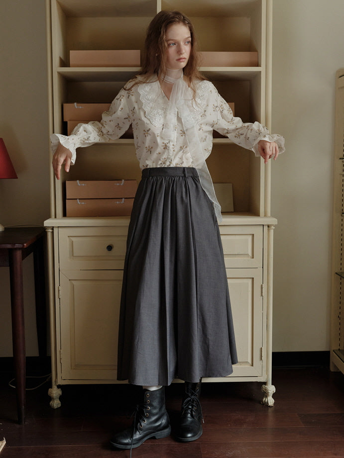 Vintage Floral Lace Collar Blouse