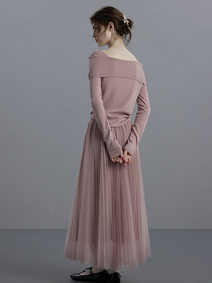 Embellished Knit & Tulle Skirt Set