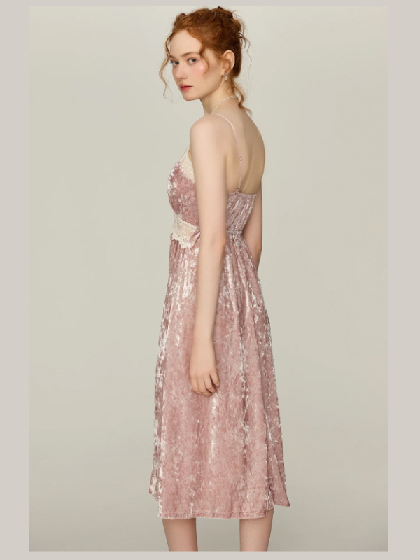 Blush Velvet Fairytale Lace Nightgown Set