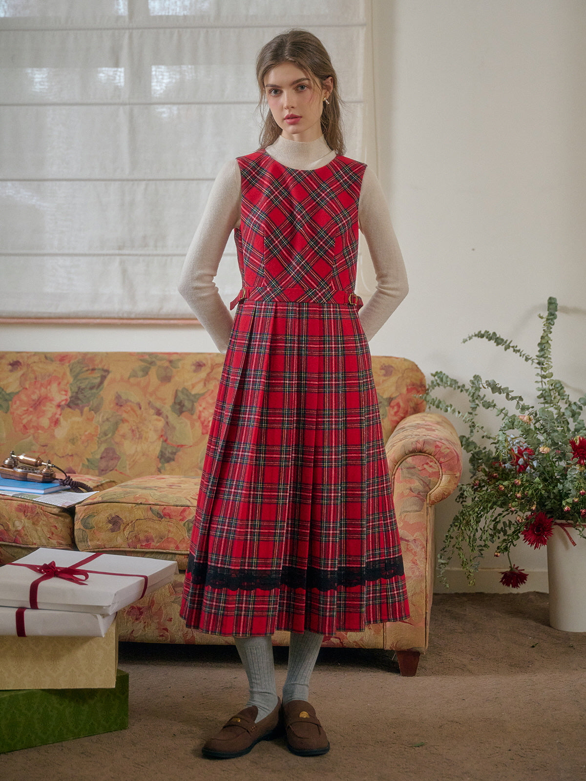 Red Tartan Plaid Dress - Cottagecore Aesthetic Outfit Red Tartan Plaid Dress - Cottagecore Aesthetic Outfit
