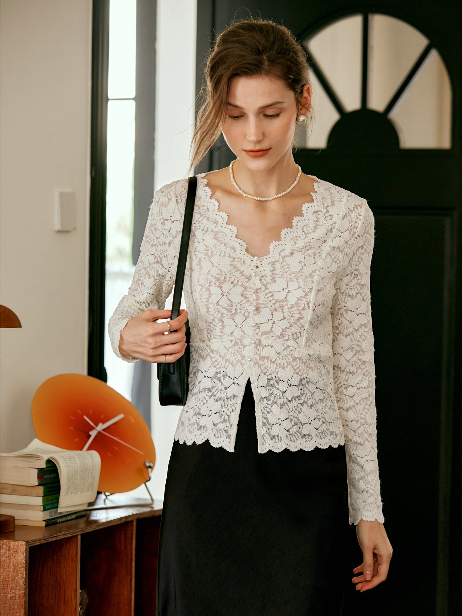 Elegant Lace Button Blouse