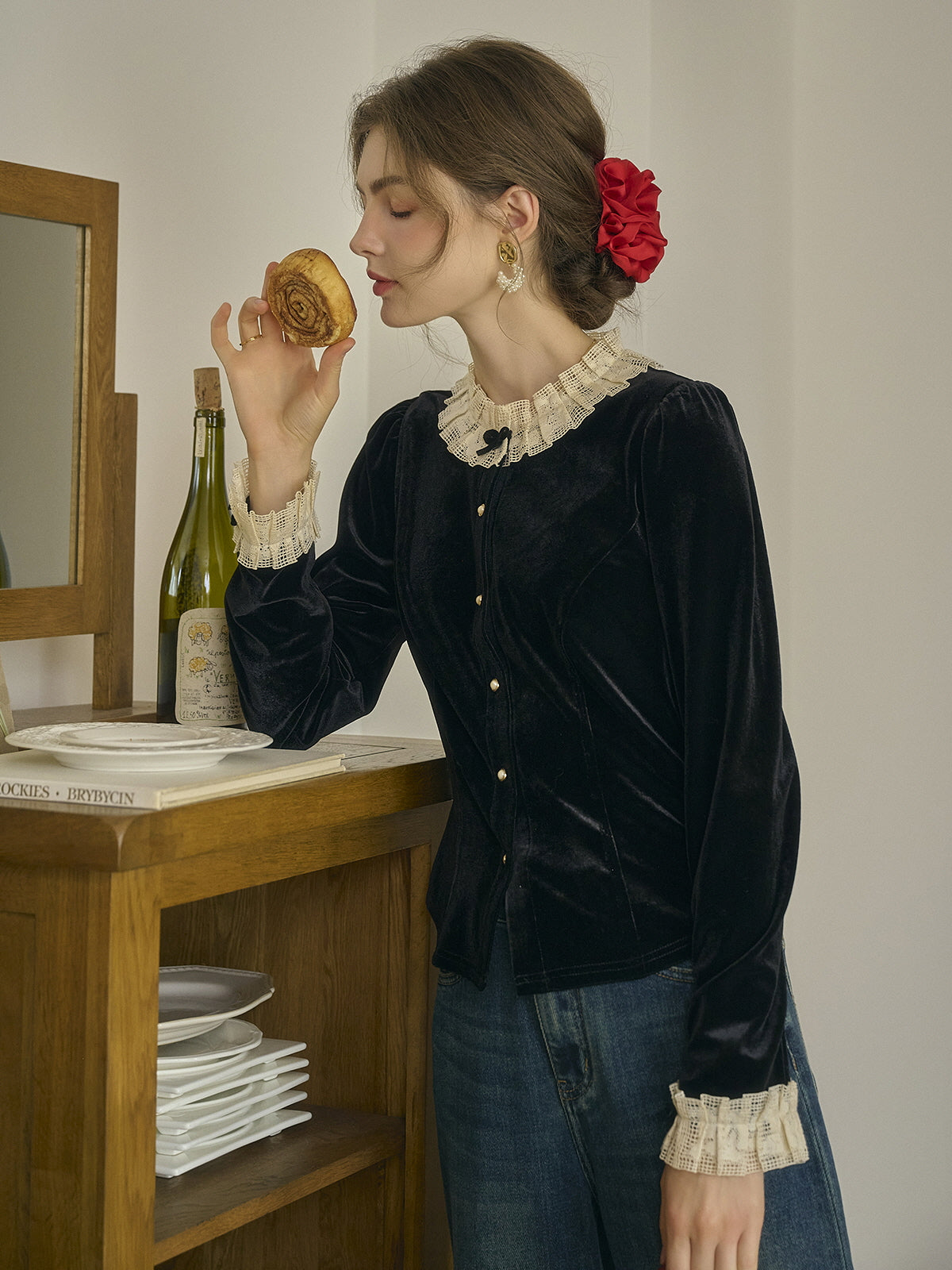 Velvet Elegance Vintage Blouse