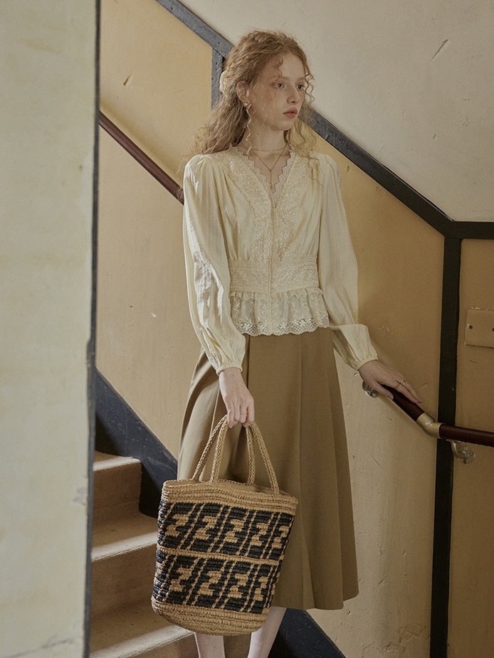 Ethereal Lace Embroidered Vintage Blouse