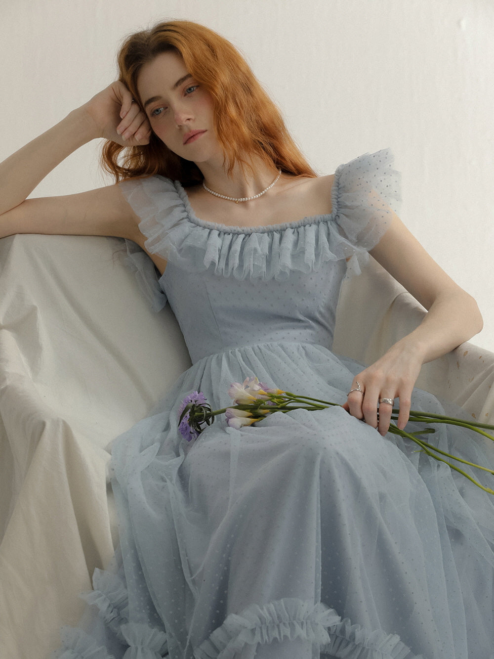 Fairy Ruffle Light Blue Tulle Dress