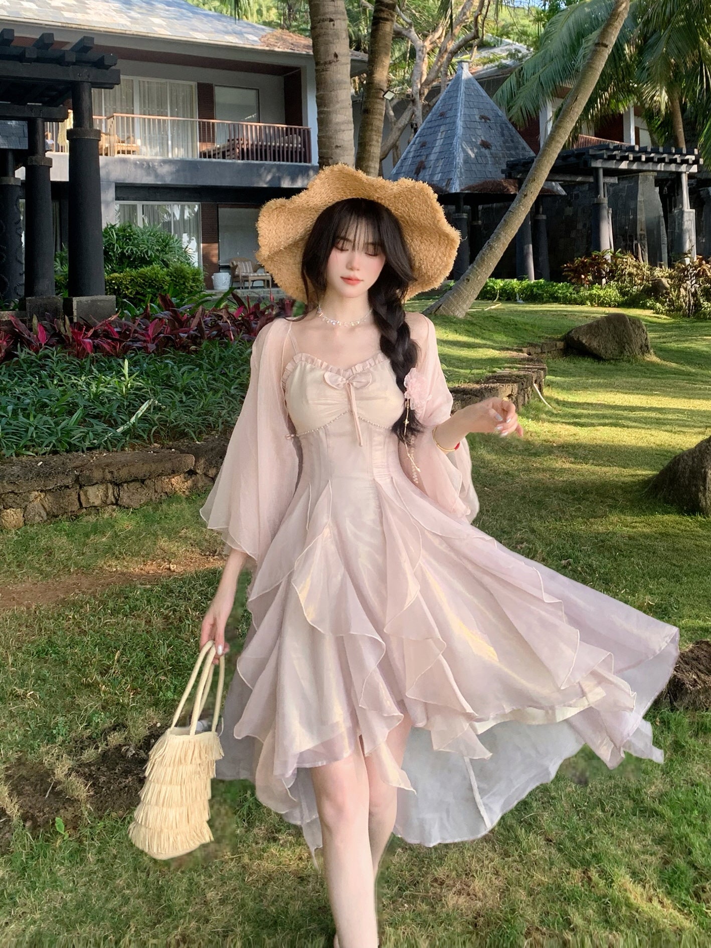 Enchanted Petal Ruffle Dress