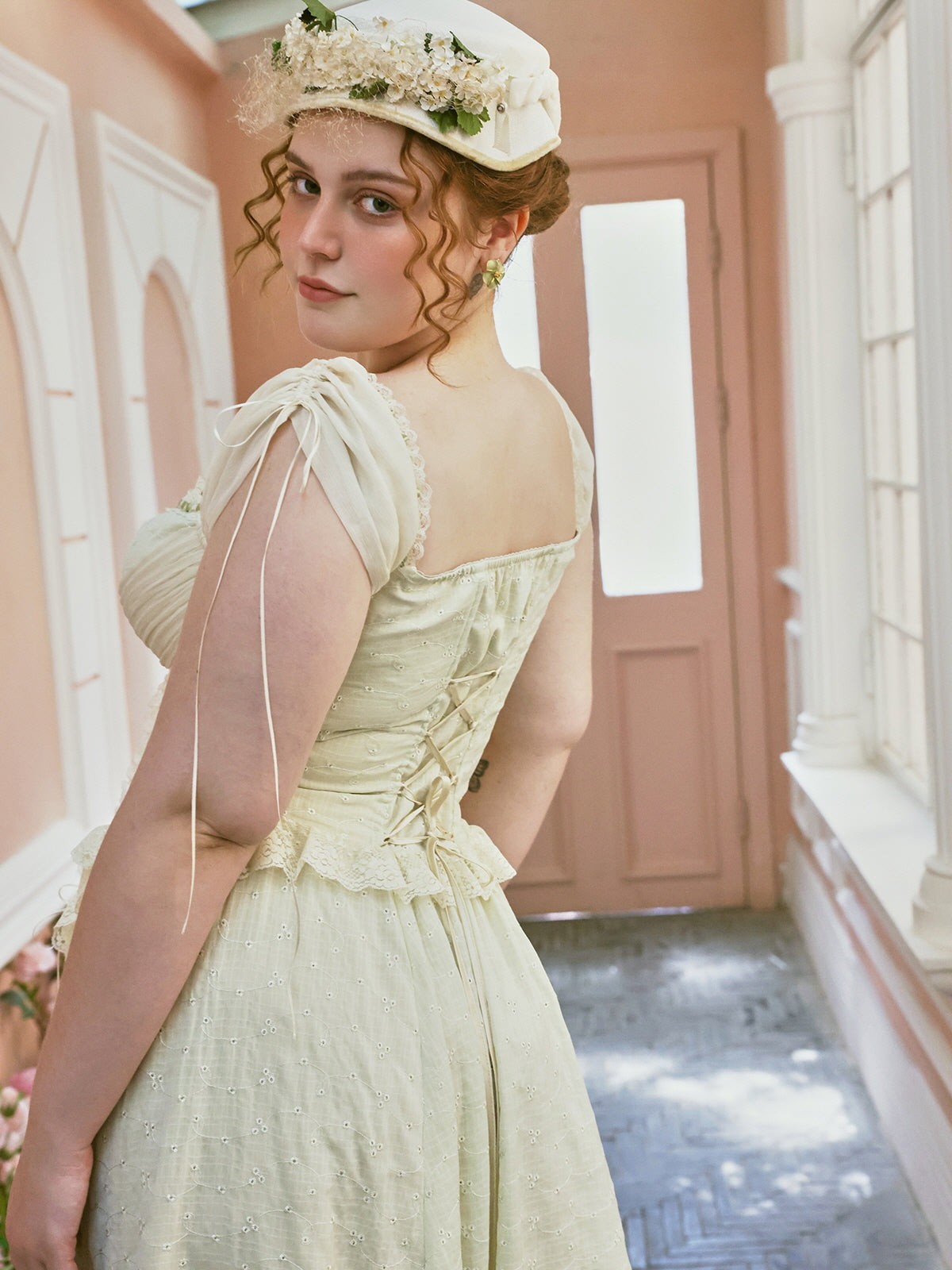 Ethereal Lace Corset Lime Green Dress