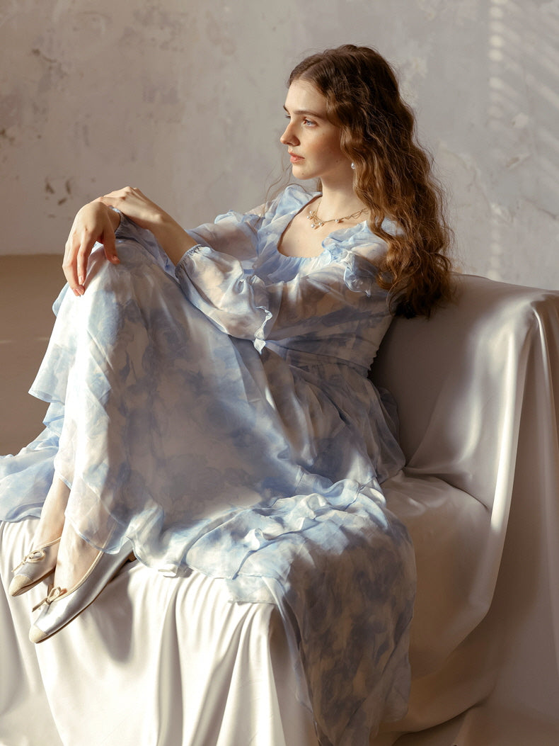 Whimsical Light Blue Ruffled Fairytale Dress