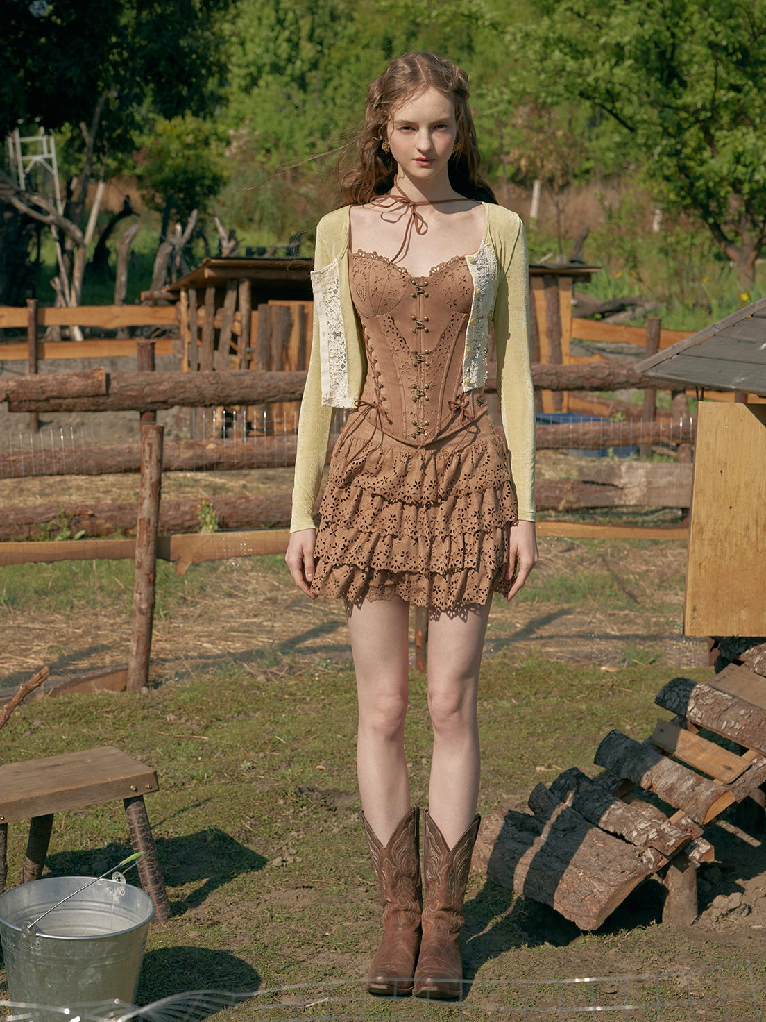 Wild Prairie Lace-Up Suede Corset & Skirt
