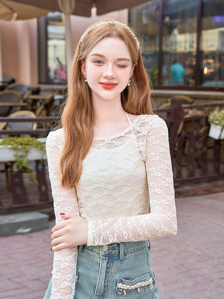 Delicate Lace Long-Sleeve Top