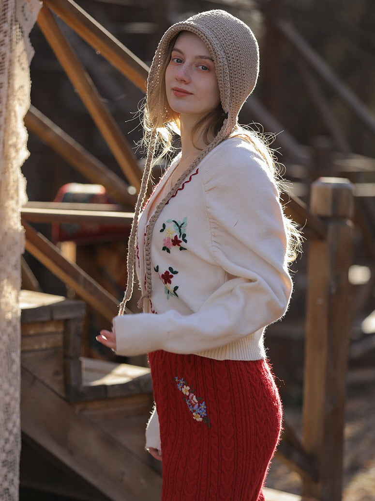 Vintage Floral Embroidered Cardigan