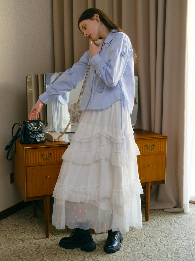 Ethereal Layered White Tulle Skirt