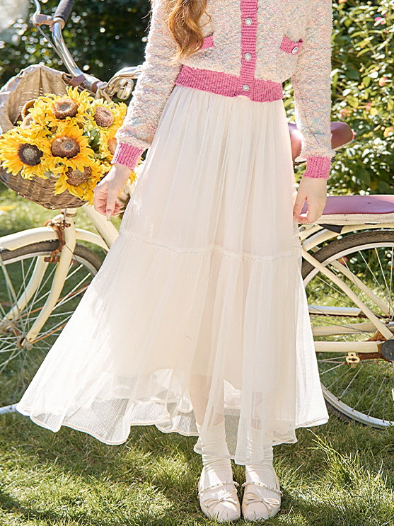 Dreamy Chiffon Maxi Skirt Ivory / L