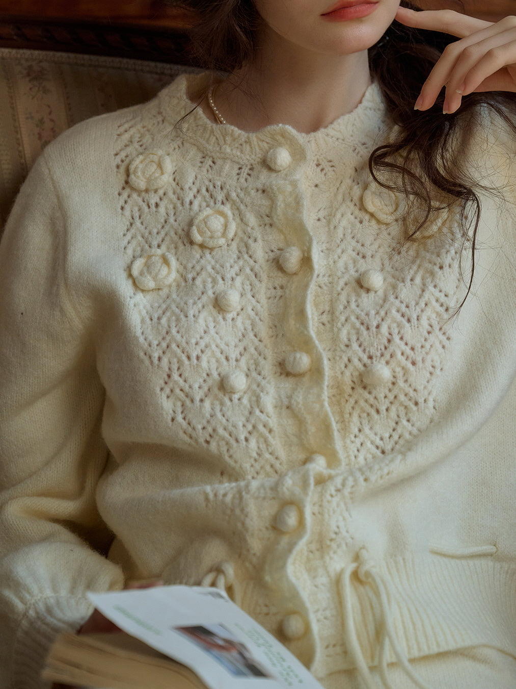 Rosette Bloom Knit Cardigan
