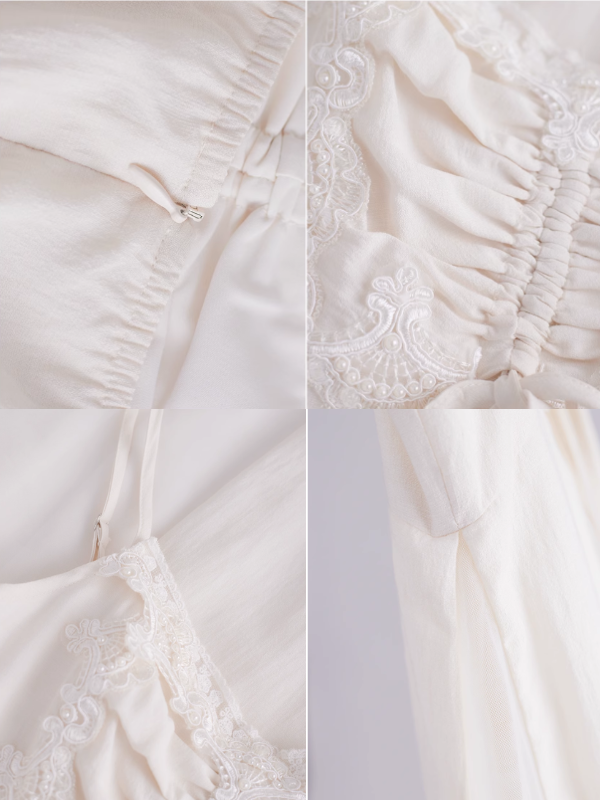 Ivory Lace and Pleats Princess Dress
