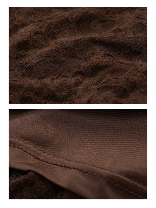 Mocha Lace Ruffle Dress