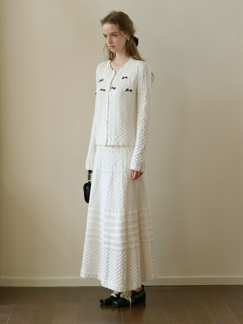 Ethereal Textured Knit Maxi Skirt