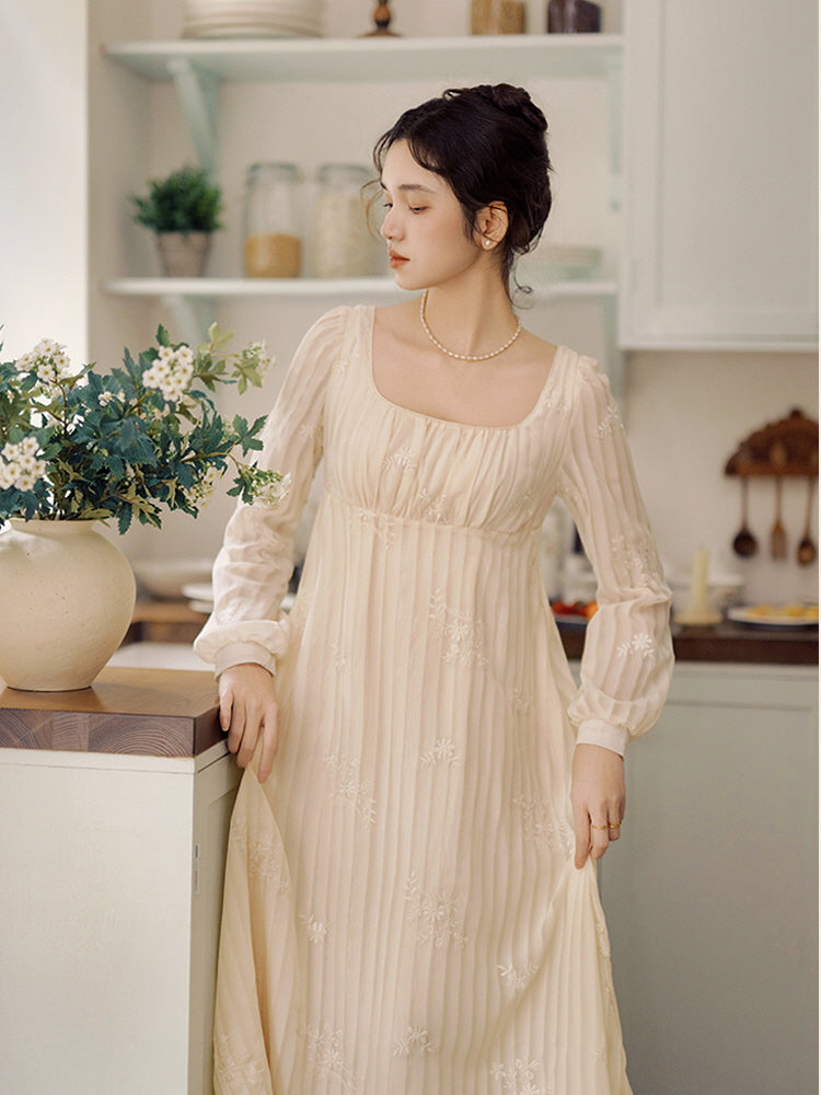 Square Neck Embroidered Fairy Dress