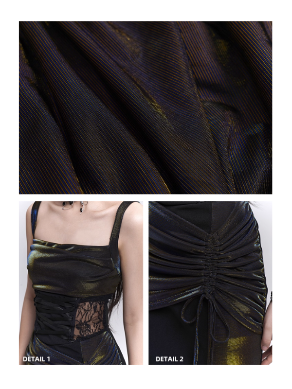 Black Metallic Corset Evening Dress