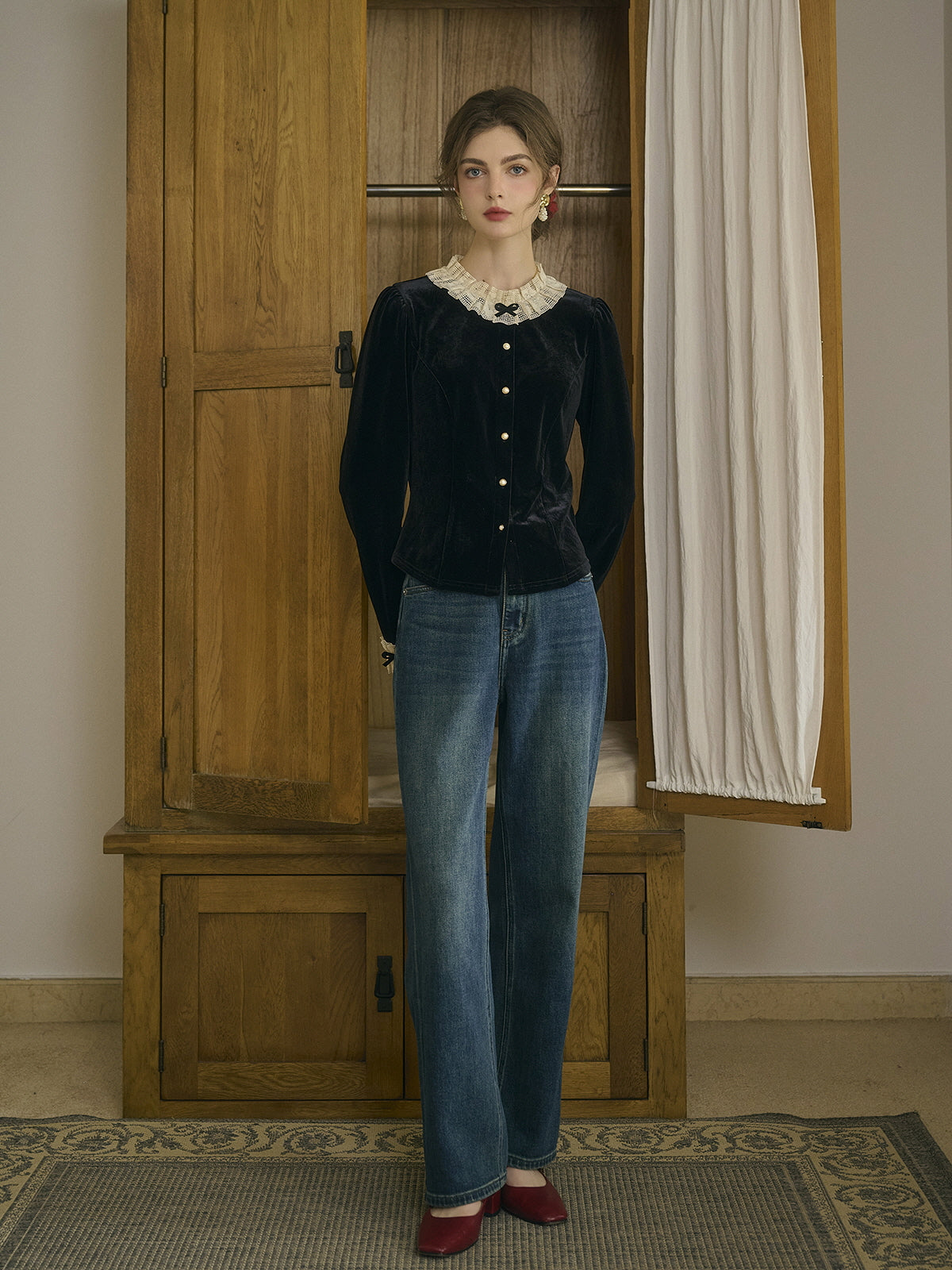 Velvet Elegance Vintage Blouse