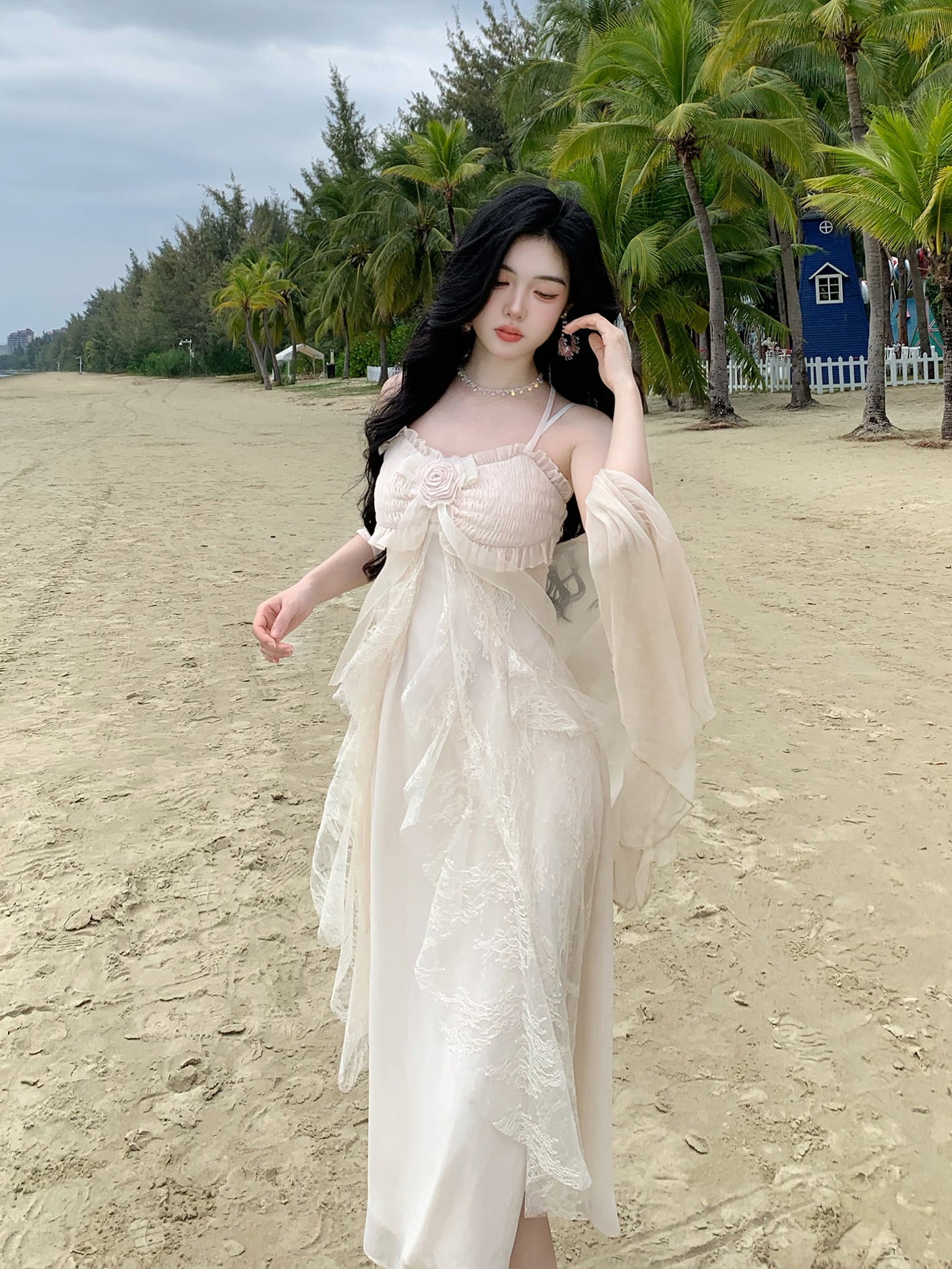 Ethereal Lace Rose Gown