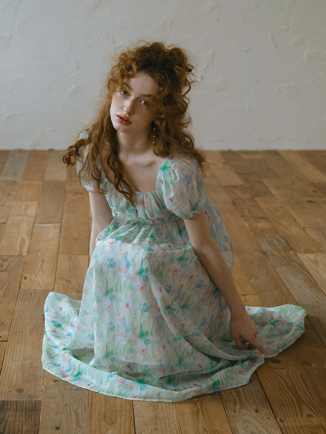 Watercolor Meadow Corset Dress