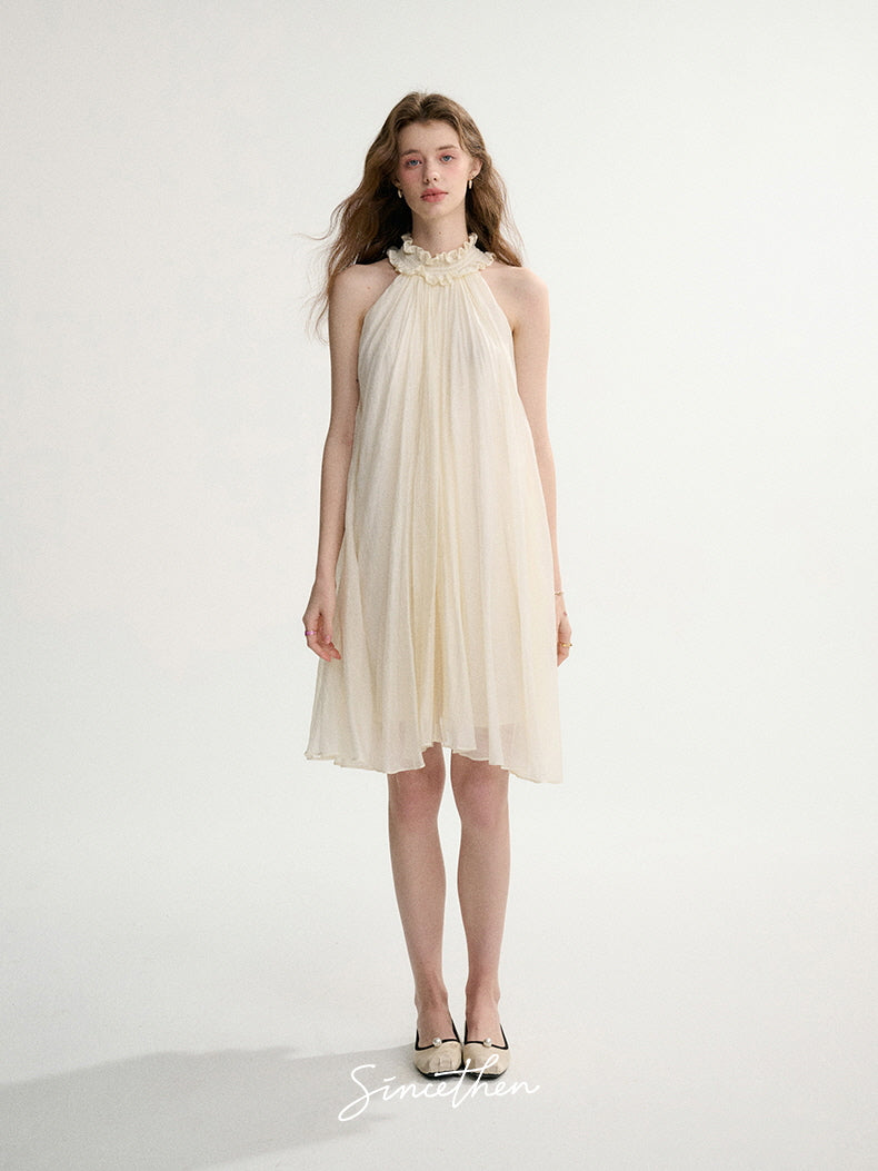 Ethereal Ruffle Halter Dress