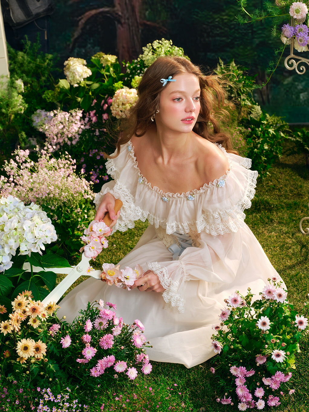 Blue Blossom Corset Fairy Maxi Dress