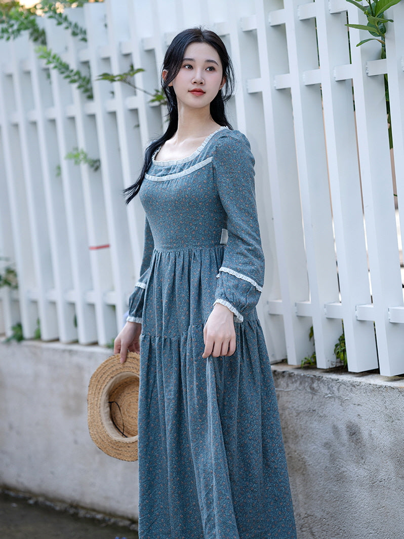 Alice's Floral Serenity Blue Dress