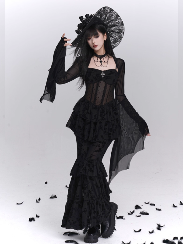 Gothic Tiered Lace Corset Dress