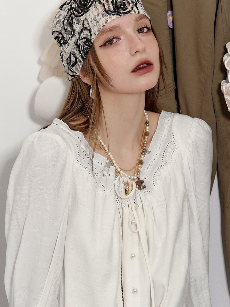 Ethereal Lace Trim Tiered Long Dress