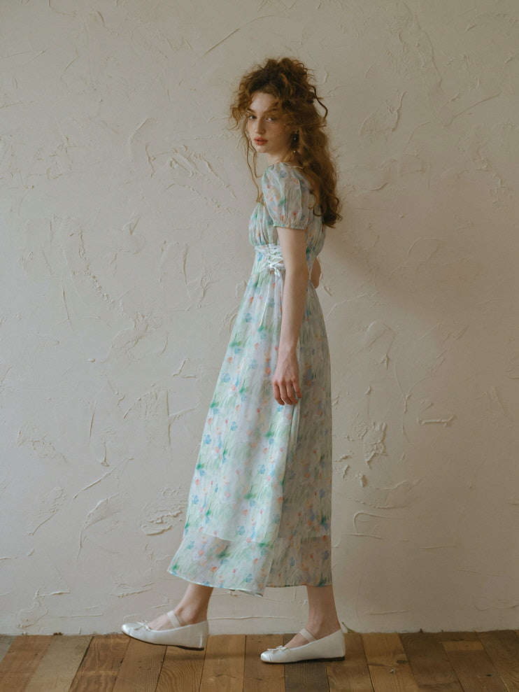 Watercolor Meadow Corset Dress