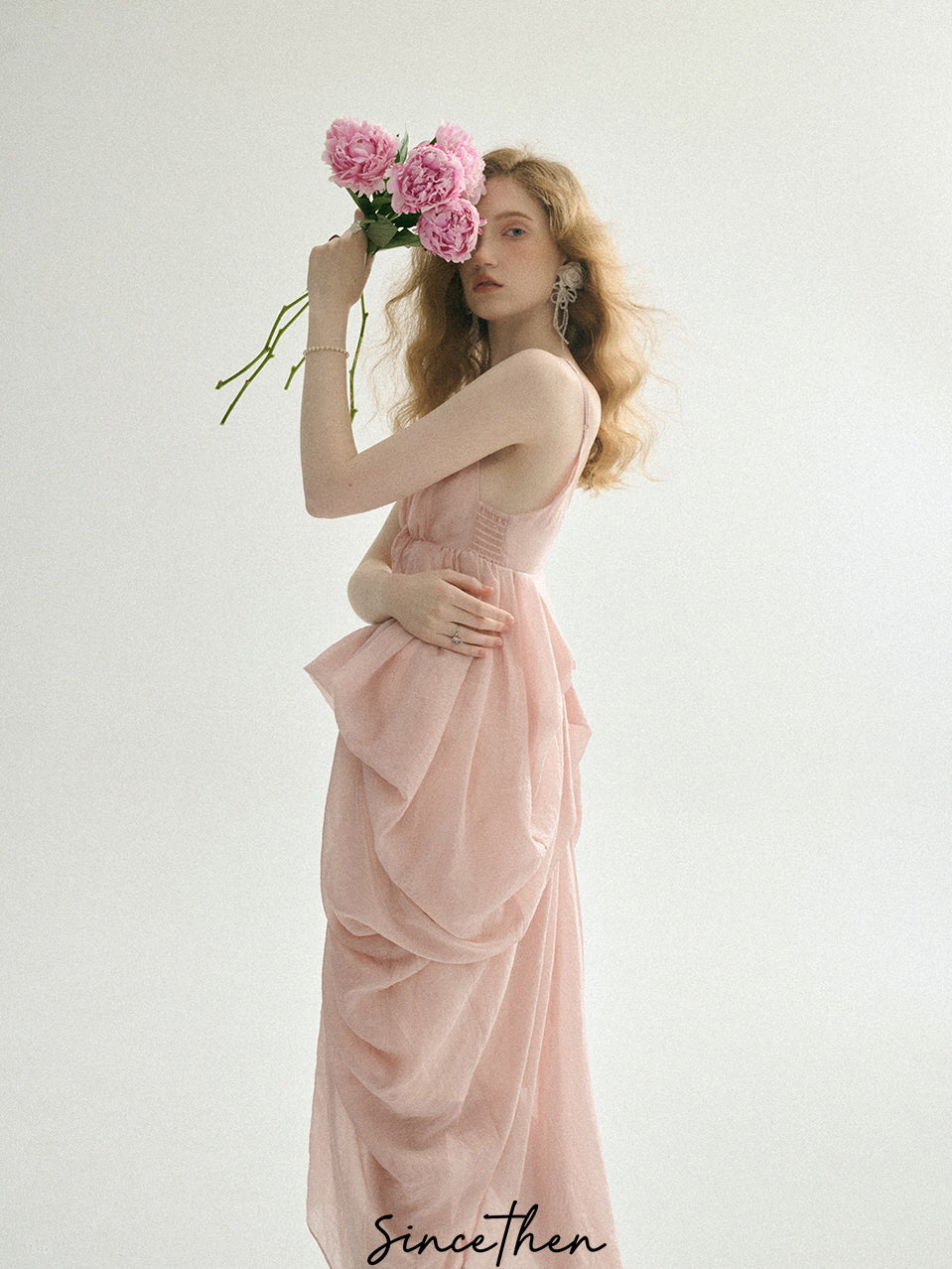 Ethereal Blush Draped Gown
