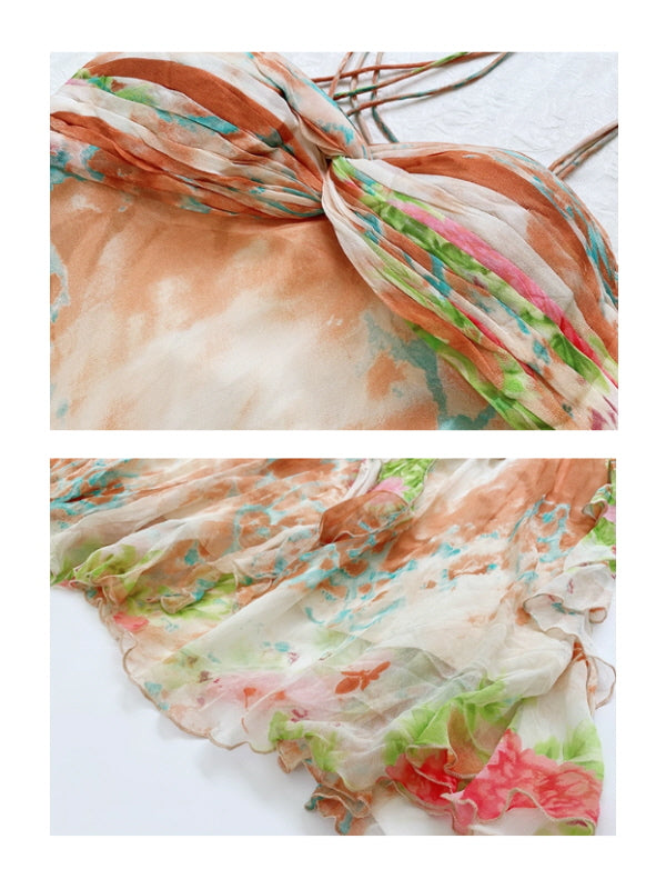 Sunset Garden Chiffon Maxi Dress