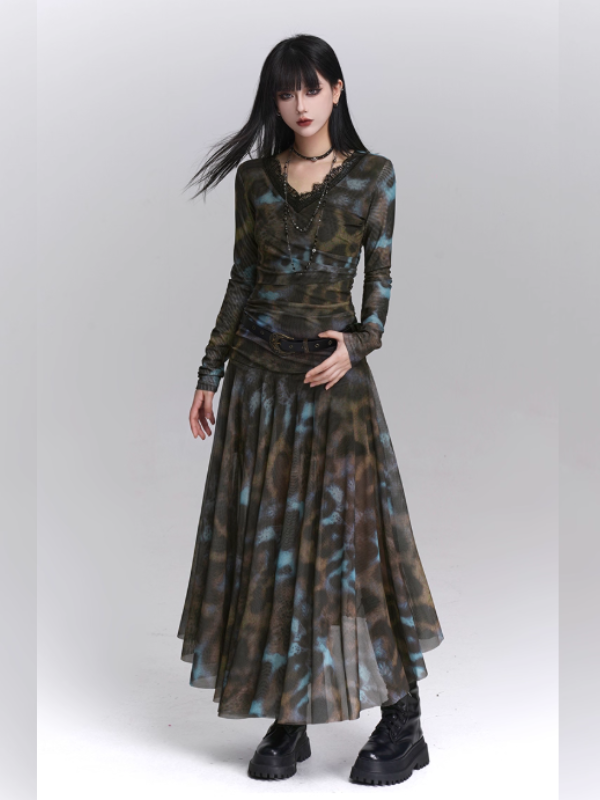 Forest Mist Lace Maxi Dress