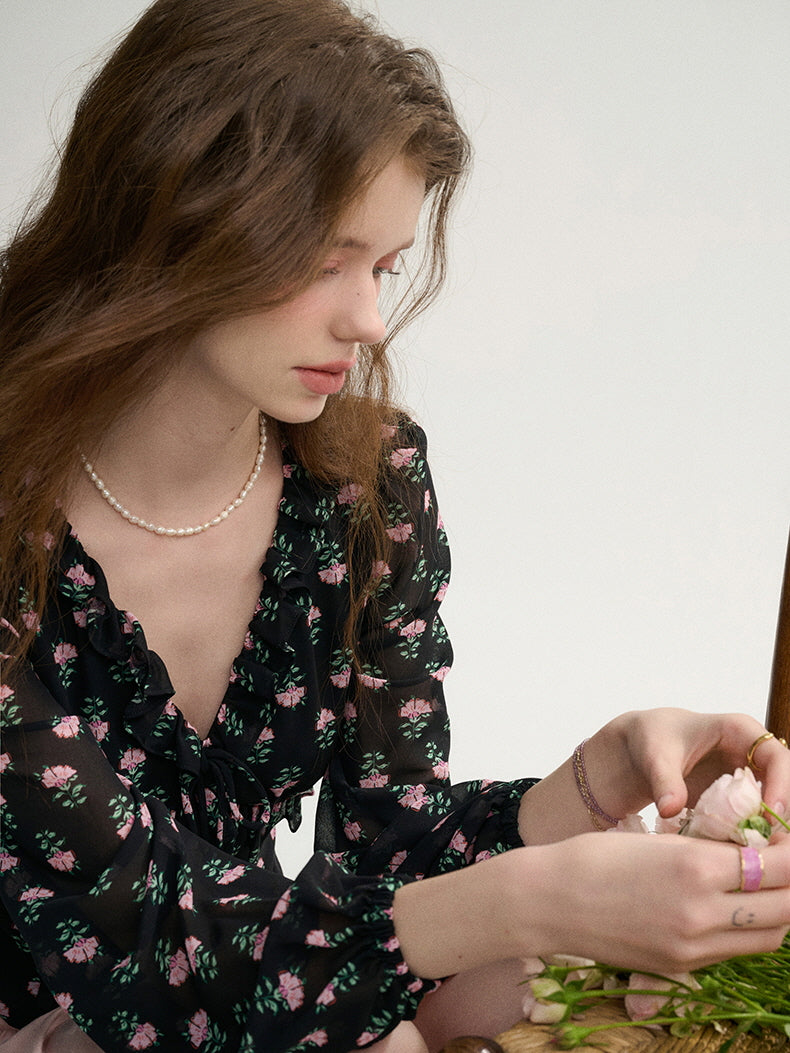 Midnight Rose Vintage Blouse