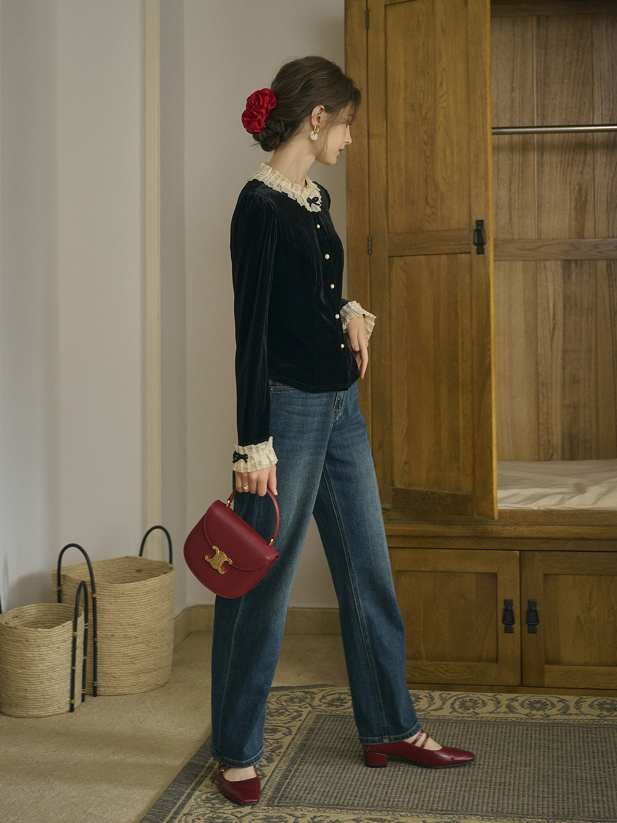 Velvet Elegance Vintage Blouse