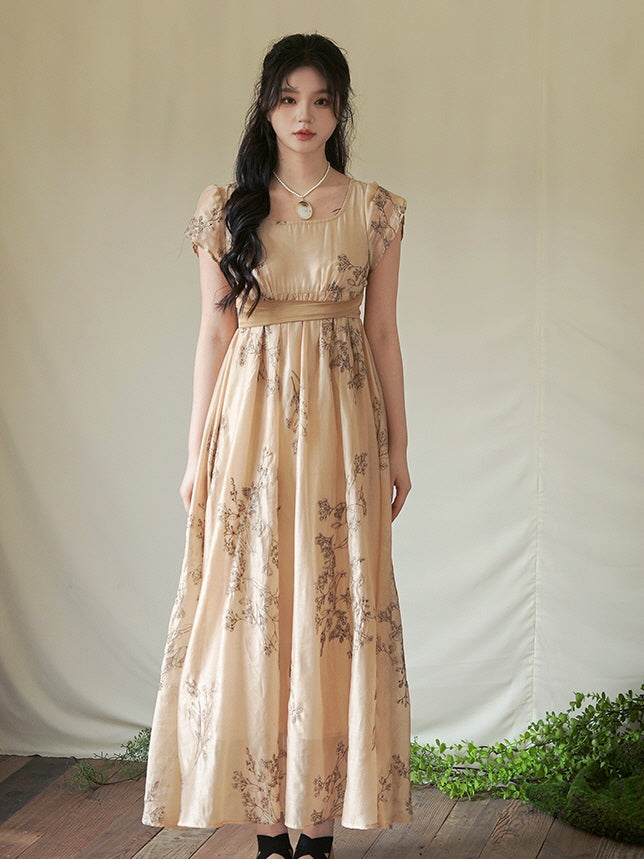 Golden Meadow Vintage Floral Dress