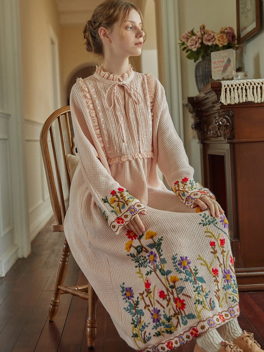 Floral Embroidered Vintage Cottage Dress