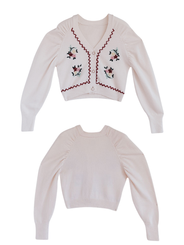 Vintage Floral Embroidered Cardigan