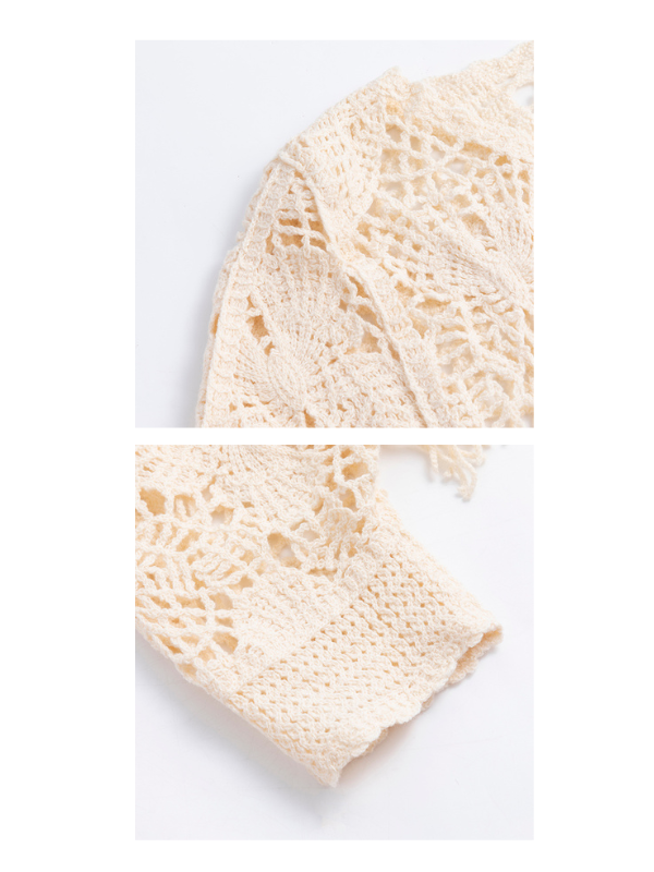 Bohemian Crochet Fringe Knit Top