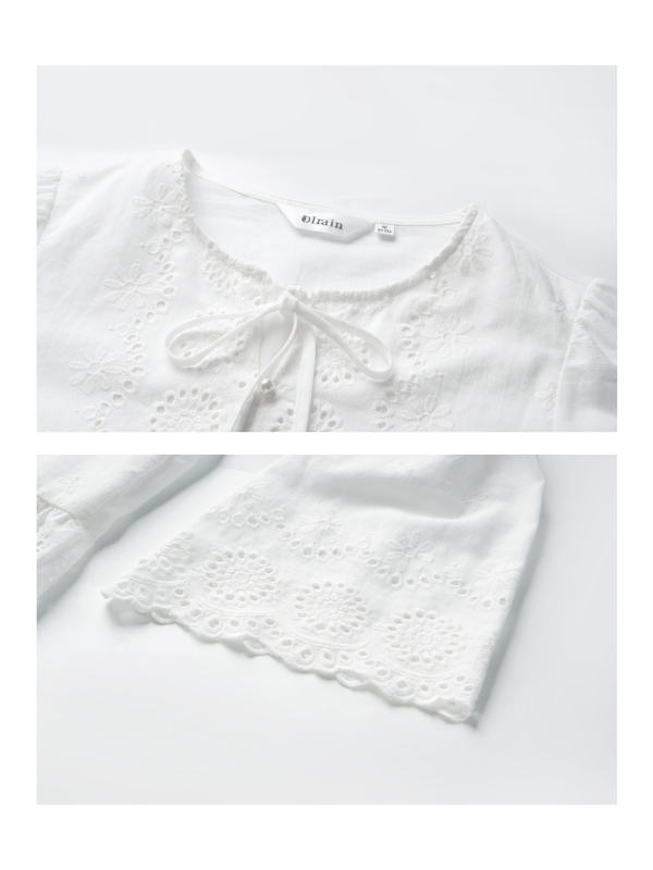 Vintage Embroidered Eyelet Lace Blouse