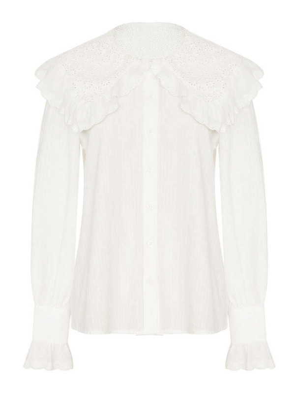 Romantic Ruffled Lace Collar Blouse