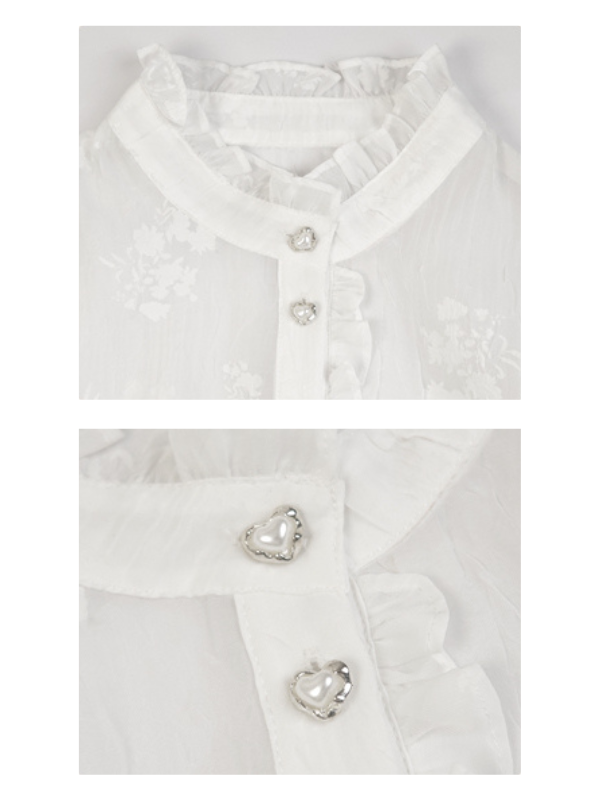 Vintage Pearl Button Lace Blouse